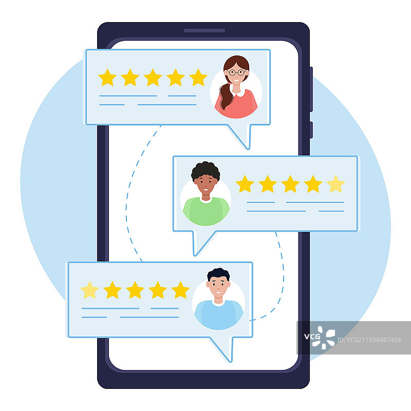 智能手机屏幕上的客户反馈页面图片素材