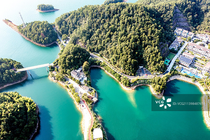 航拍杭州千岛湖风景区鸟瞰图图片素材