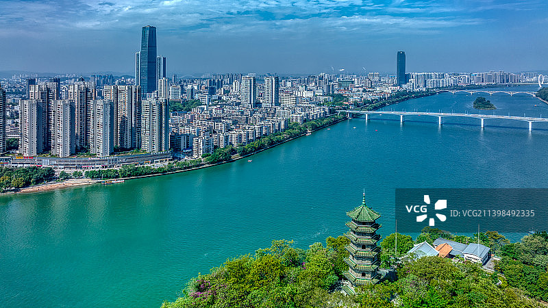 柳州柳江两岸古今建筑对比图片素材