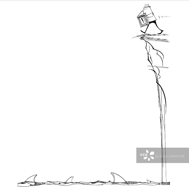 男人阅读文件即将坠崖图片素材