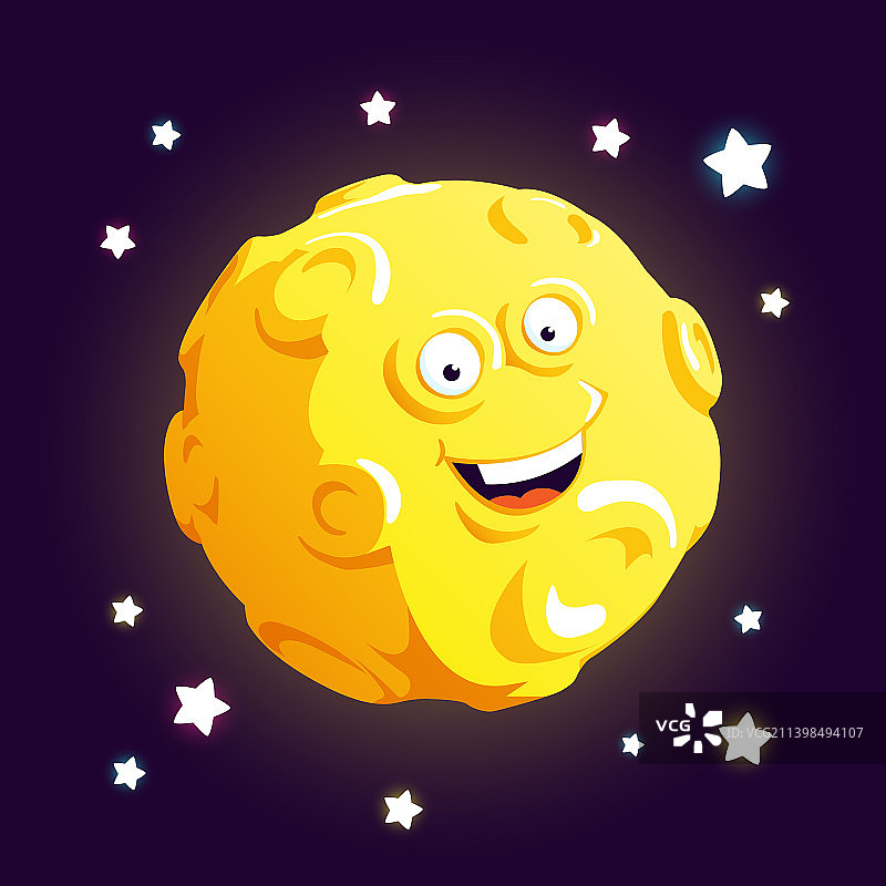 带笑脸的卡通月亮图片素材