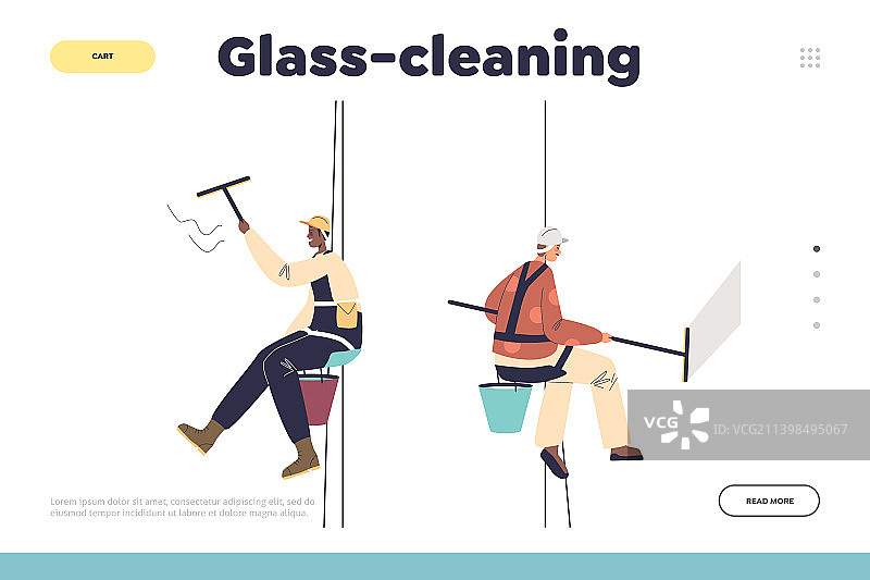 带有窗户的玻璃清洁概念落地页图片素材