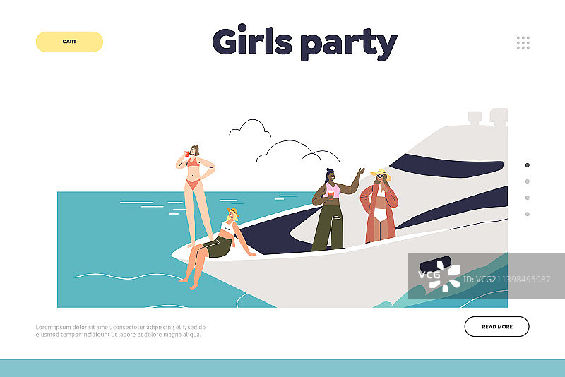 以女性为主题的着陆页派对概念图片素材