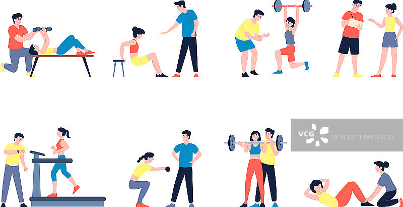 与教练进行体能锻炼图片素材