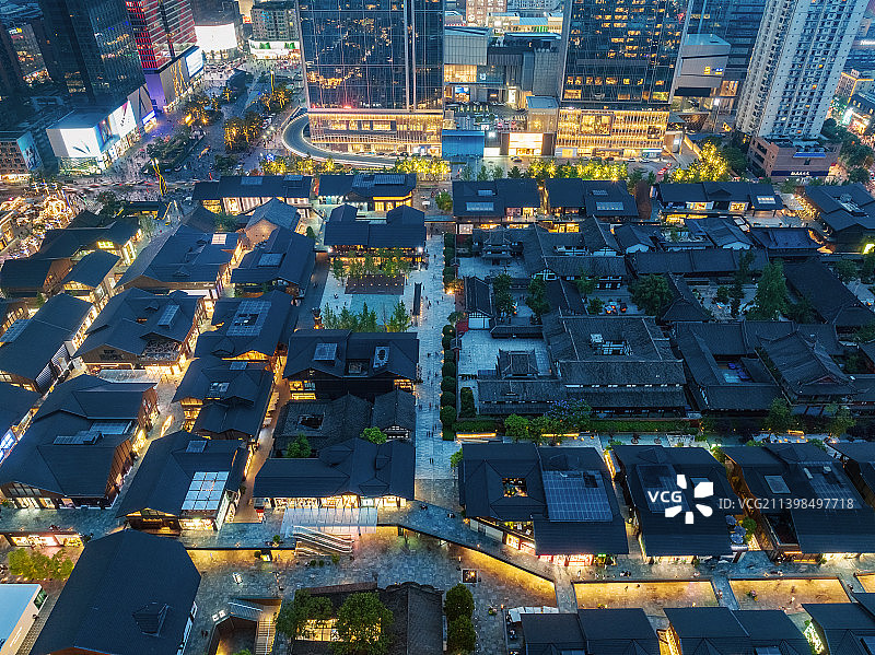 高视角 无人机视角 航拍视角 锦江区 太古里 IFS 春熙路图片素材