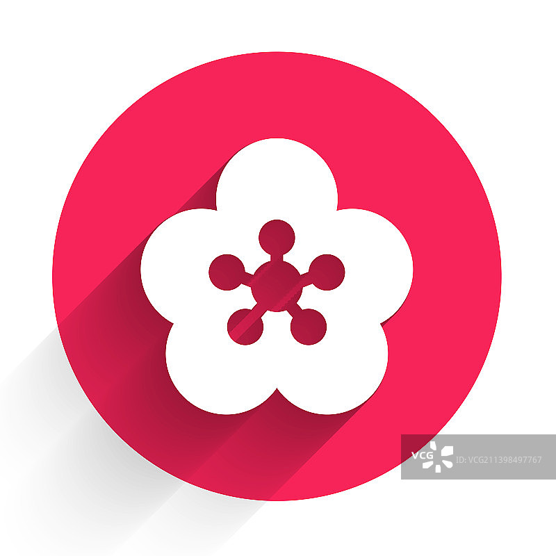 白色莲花图标，长阴影图片素材