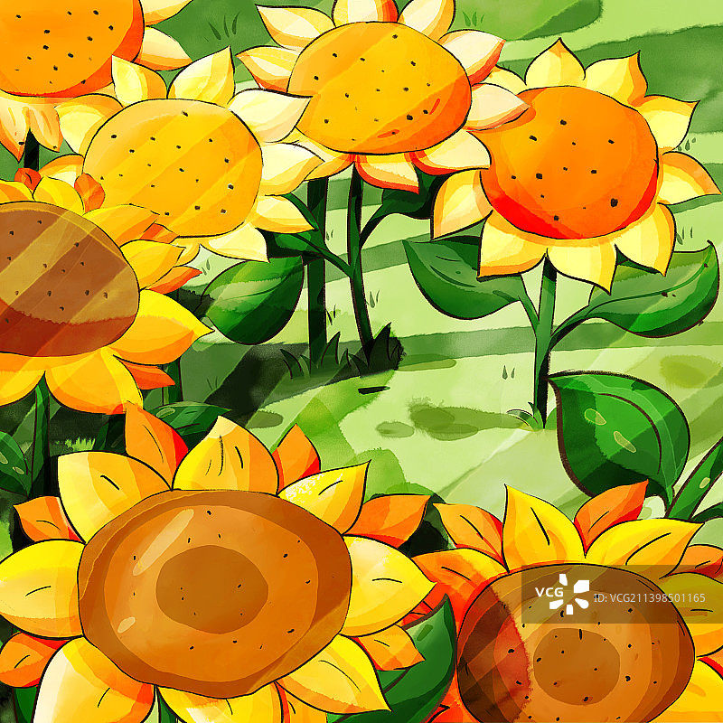 向日葵风景装饰画图片素材