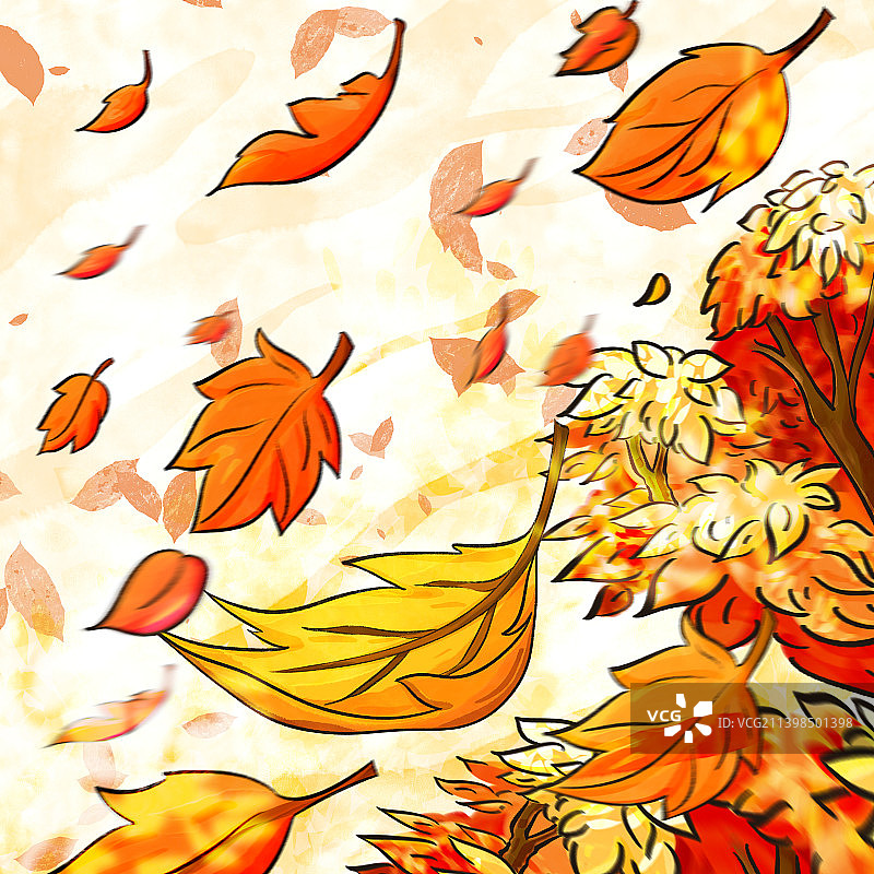 秋季枫叶吹落风景图片素材