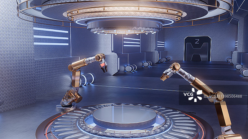 三维渲染未来科幻背景展台图片素材