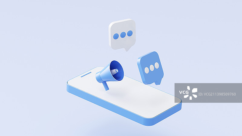 3D卡通手机社交消息概念图片素材