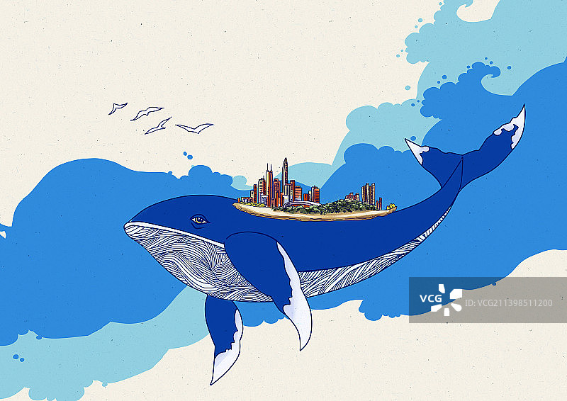 海洋蓝鲸插画（1）图片素材