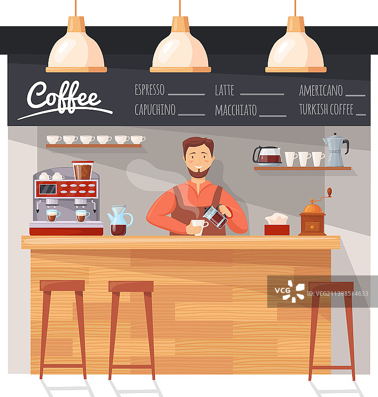 咖啡师在柜台工作（咖啡店主）图片素材