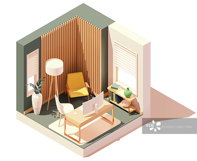 2.5D现代家庭办公室图片素材