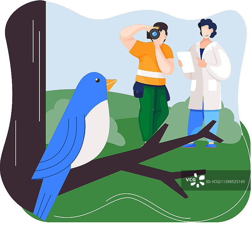 生态学家观察野生动物图片素材