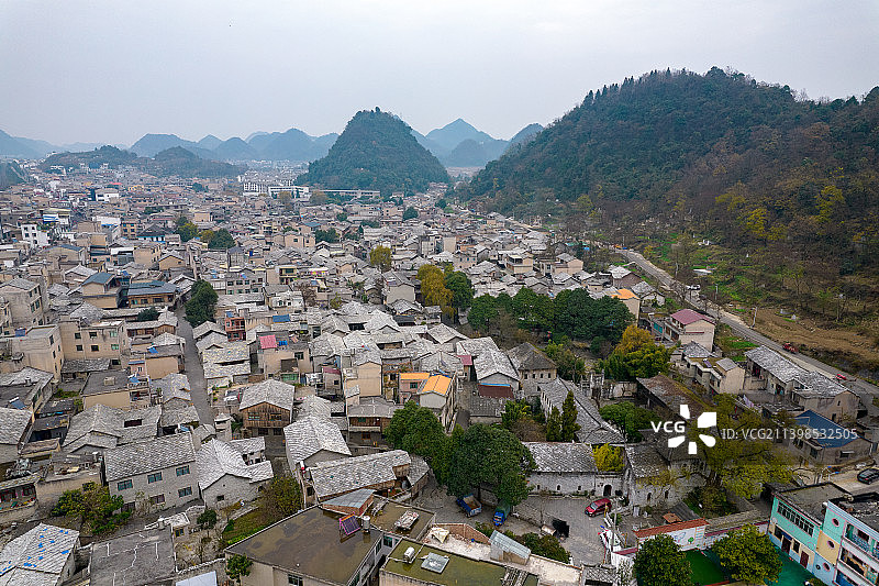 航拍贵州省安顺市天龙屯堡景区图片素材