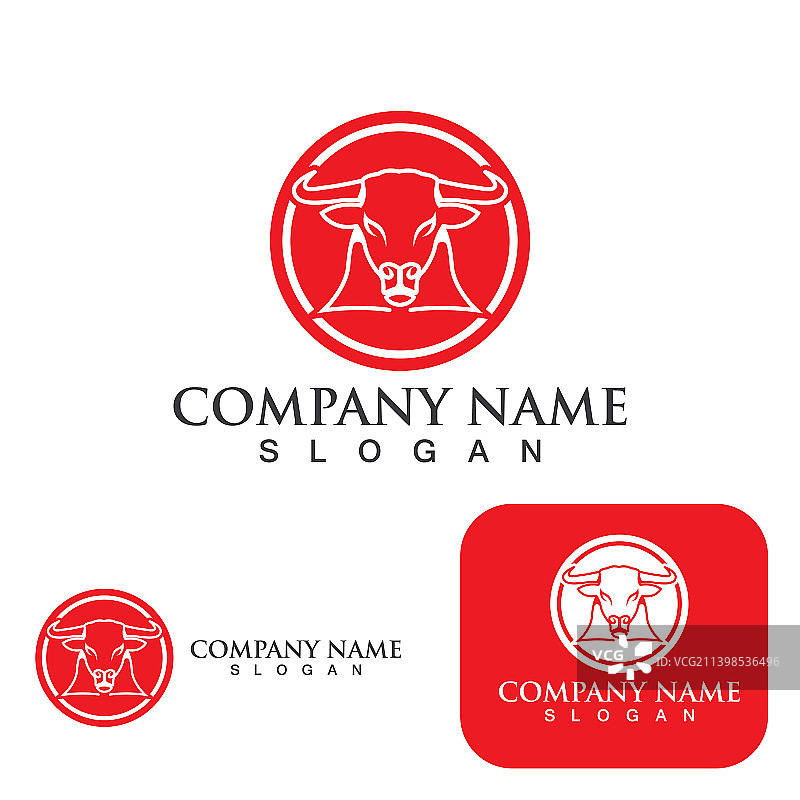 公牛头角红色动物标志图片素材