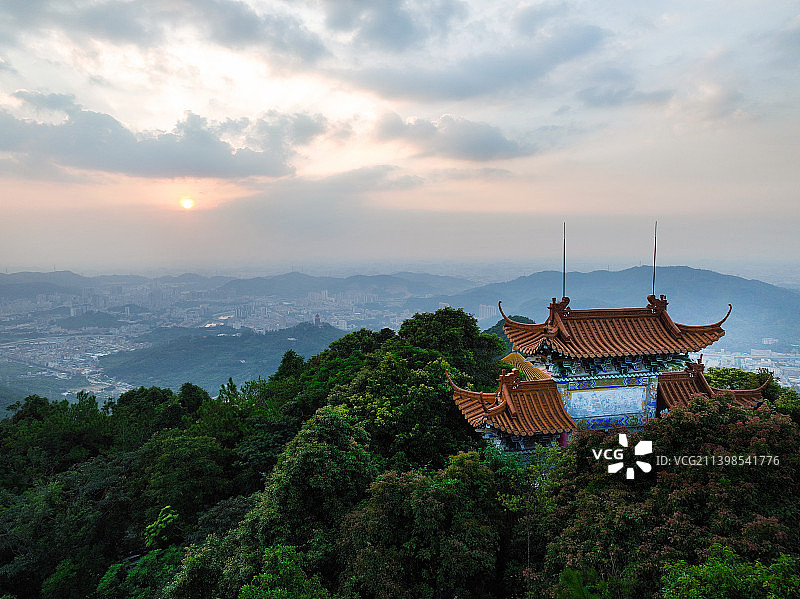 广东省东莞市樟木头镇广东观音山国家森林公园航拍图片素材