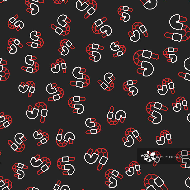 黑色背景上的线条蠕虫图标无缝图案图片素材