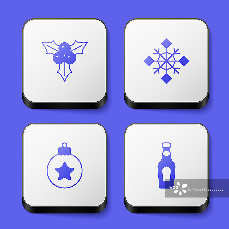 荚蒾树枝、雪花、圣诞球套装图片素材