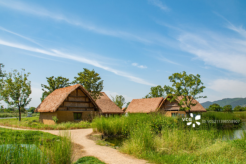 复古房屋 始前民居 古人住宅 良渚古城遗址公园 雉山驿站 杭州余杭图片素材