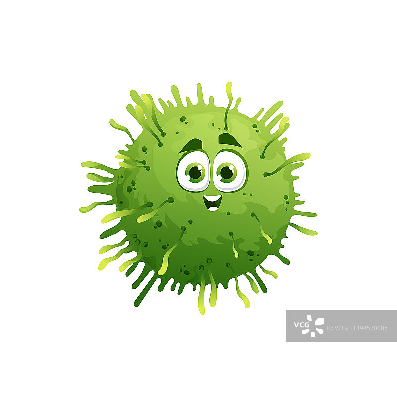 卡通冠状病毒绿色细胞图片素材