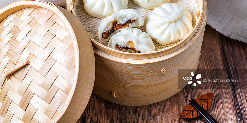 中国广东广州美食叉烧包图片素材