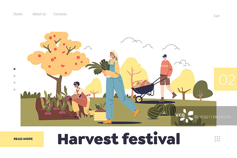 丰收节着陆页概念设计图片素材