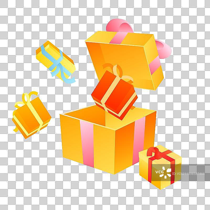 不同角度的礼盒矢量插画元素图片素材