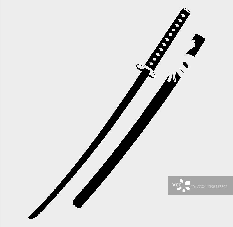 武士刀、武士、忍者剑剪影图片素材