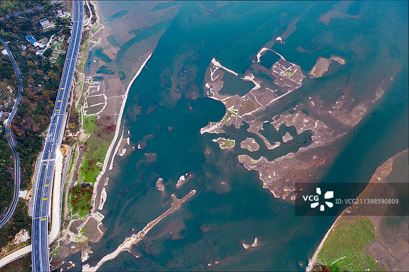 航拍中国浙江省台州市黄岩区长潭水库图片素材