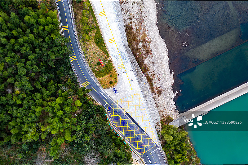 航拍中国浙江省台州市黄岩区长潭水库图片素材