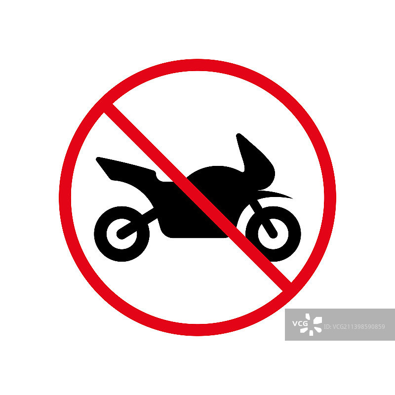 禁止摩托车黑色轮廓图标图片素材