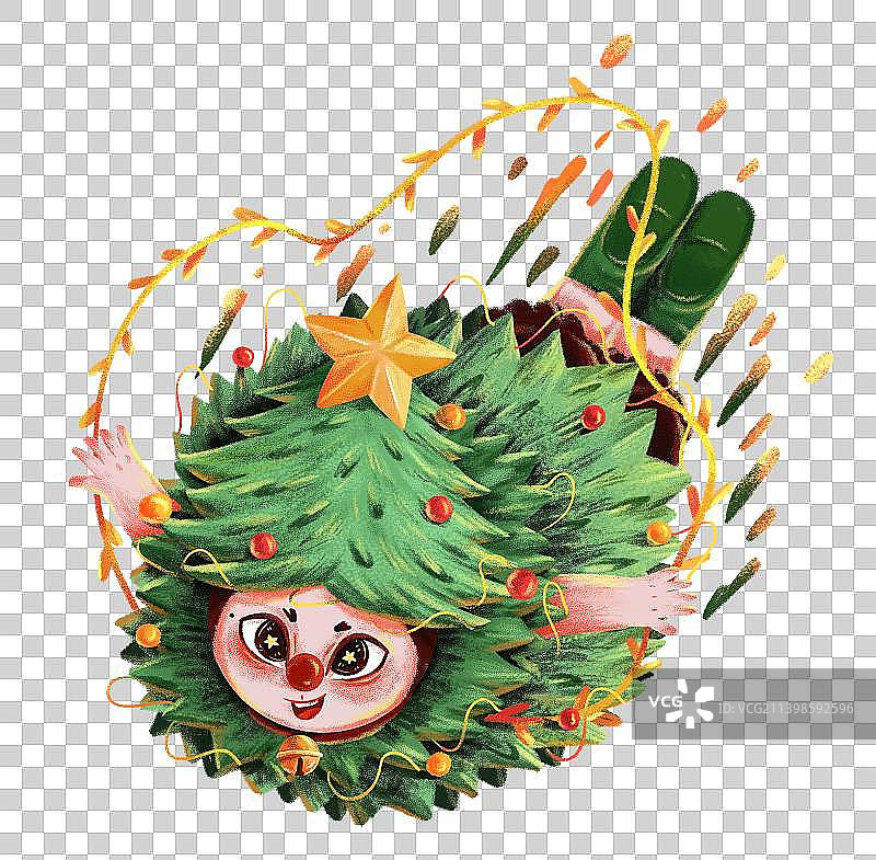 装扮成圣诞树的小孩图片素材