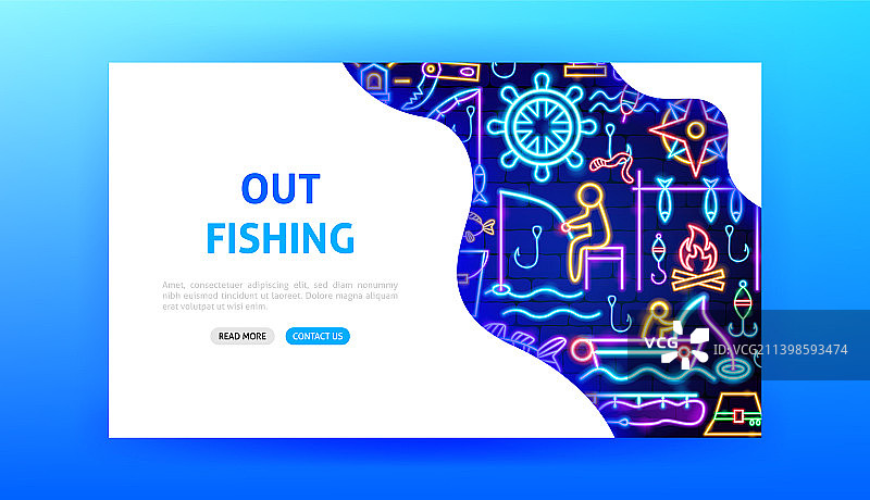霓虹钓鱼引导页图片素材