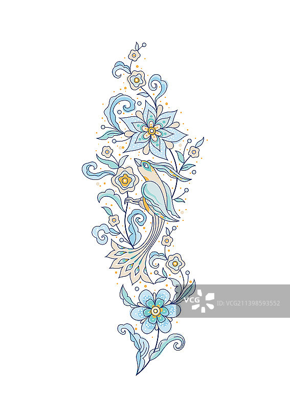 小鸟花卉图案装饰卡片图片素材