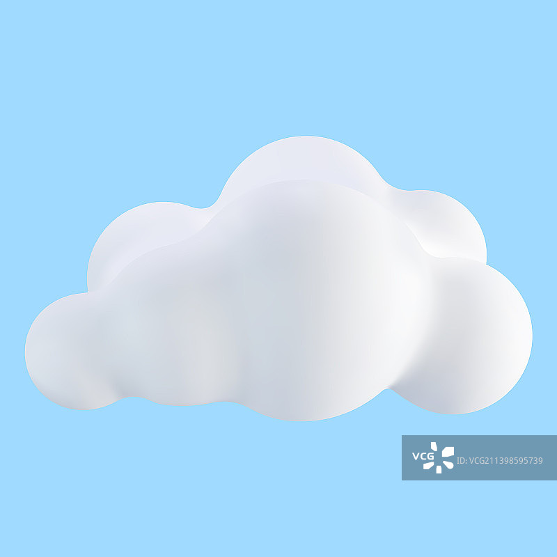 蓝色背景上的 3D 白色云朵图片素材
