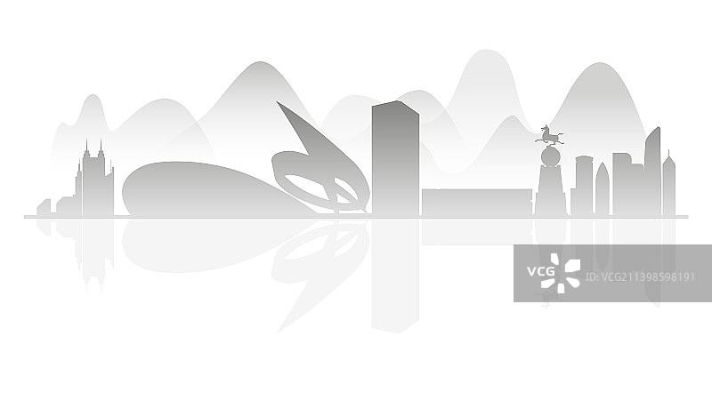 德州水墨剪影插画图片素材