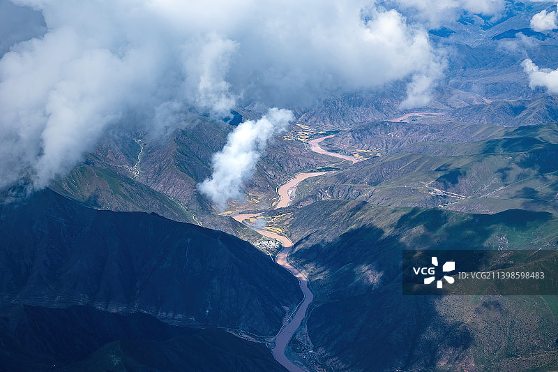 航拍青海三江源-通天河图片素材