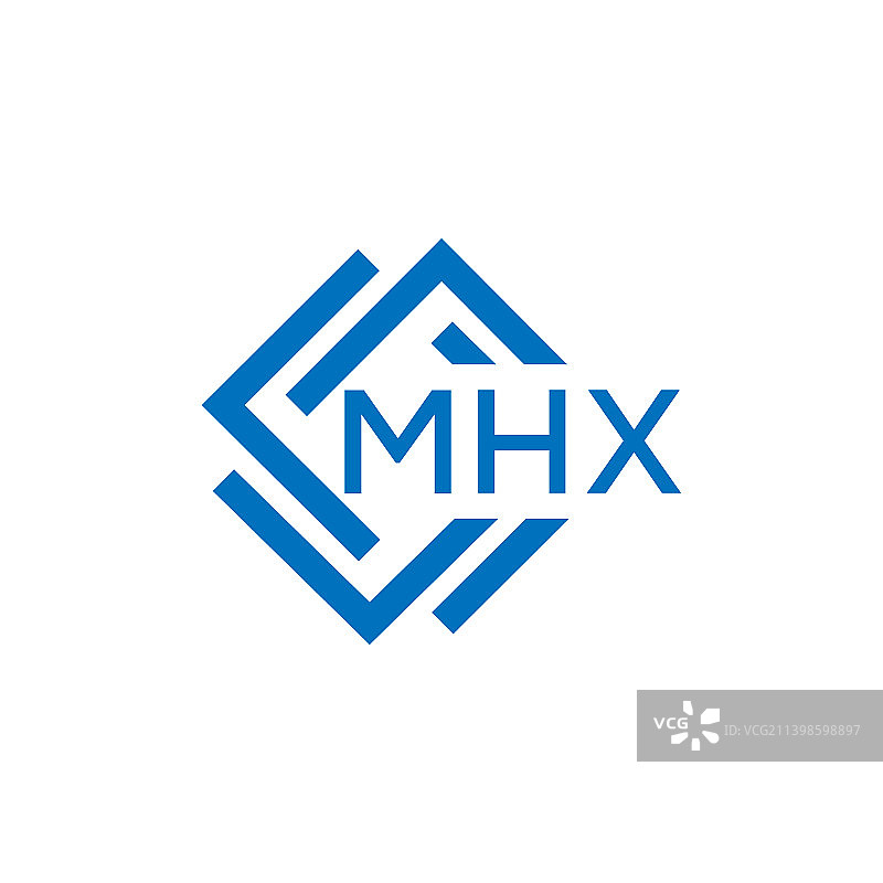 白色背景上的MHX字母标志设计图片素材