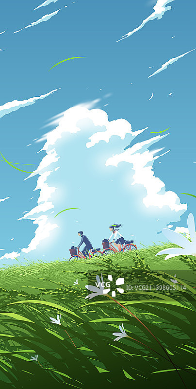 高中生骑自行车图片素材