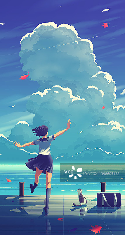 跳舞的日本女高中生图片素材