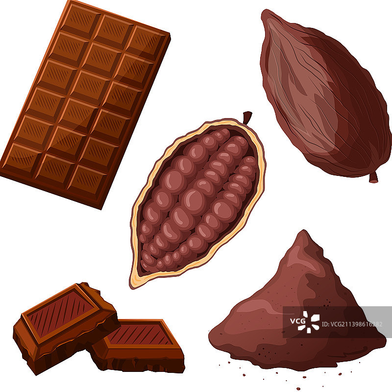 巧克力可可卡通套装图片素材