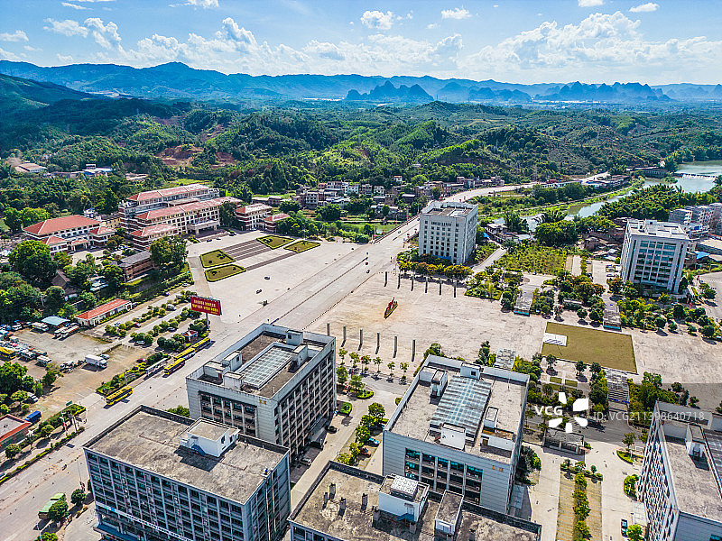 贺州平桂区城市建筑航拍图片素材