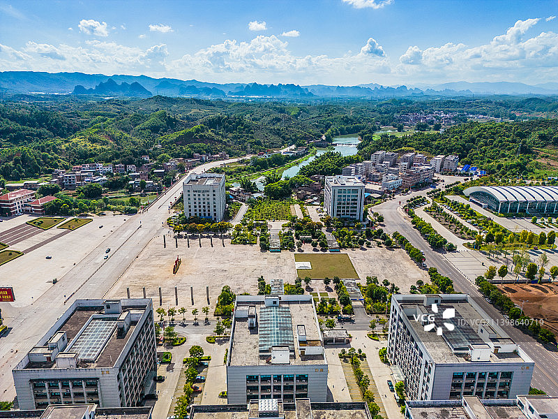 贺州平桂区城市建筑航拍图片素材