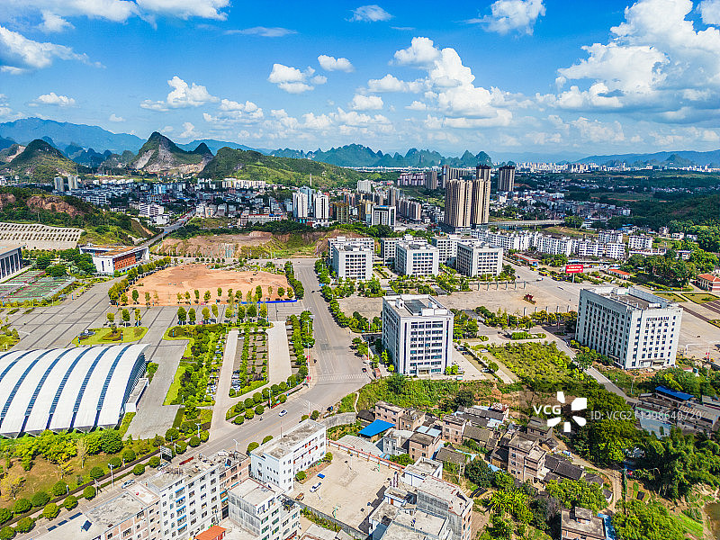 贺州平桂区城市建筑航拍图片素材