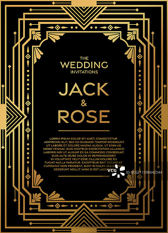 装饰艺术风格几何图案贺卡Gatsby模板图片素材