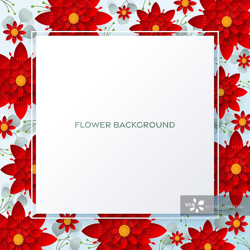 花卉剪纸婚礼请柬图片素材