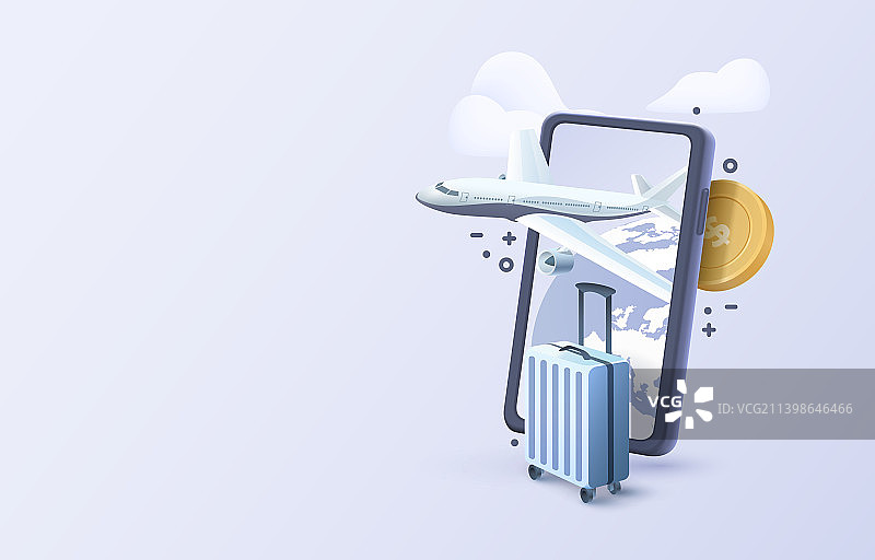 智能手机飞机App banner概念图图片素材