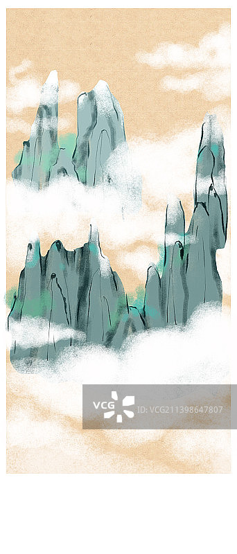 新中式国风山水画国风复古水墨画图片素材