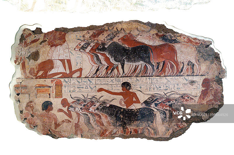 大英博物馆藏埃及卢克索公园前十四世纪内巴蒙墓壁画图片素材